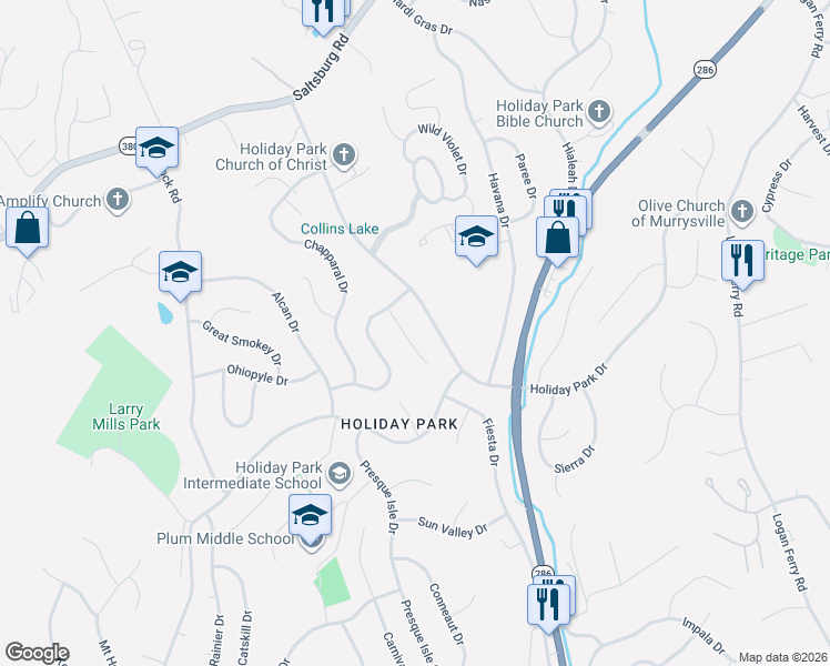 map of restaurants, bars, coffee shops, grocery stores, and more near 609 Tampico Court in Pittsburgh