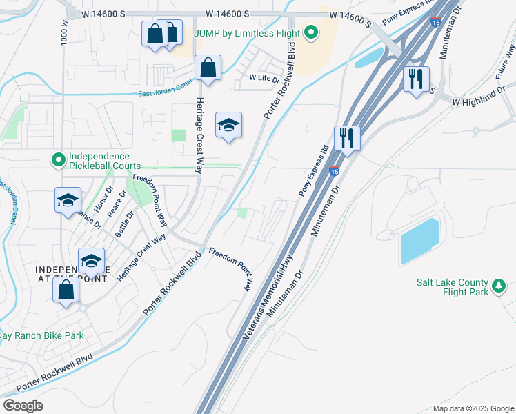 map of restaurants, bars, coffee shops, grocery stores, and more near Regent Garden Lane in Bluffdale
