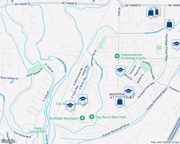 map of restaurants, bars, coffee shops, grocery stores, and more near 14800 South 1000 West in Bluffdale