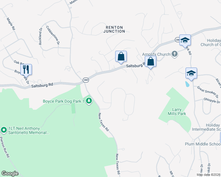 map of restaurants, bars, coffee shops, grocery stores, and more near 9220 Saltsburg Road in Pittsburgh