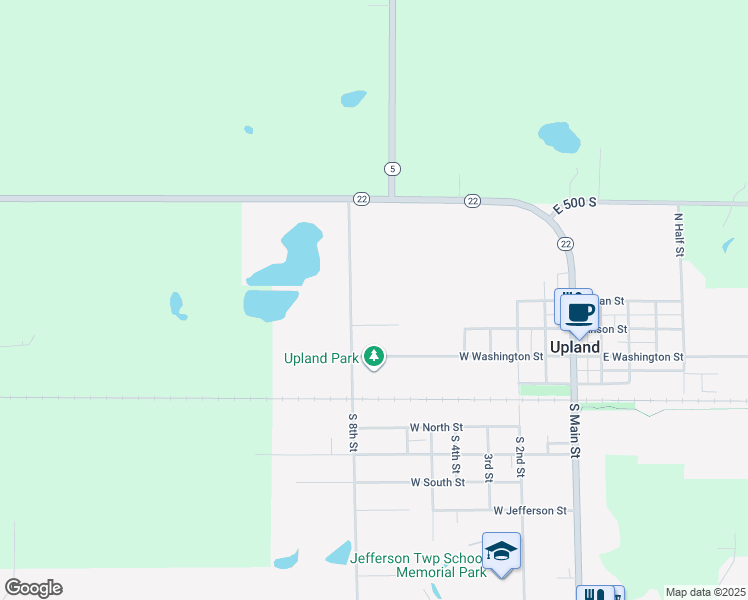 map of restaurants, bars, coffee shops, grocery stores, and more near 320 North 8th Street in Upland