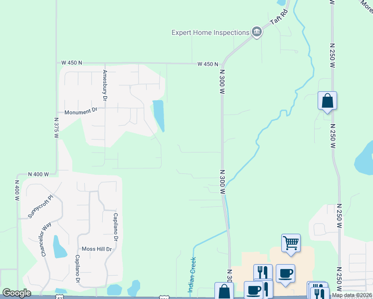 map of restaurants, bars, coffee shops, grocery stores, and more near 4112 Klondike Road in West Lafayette