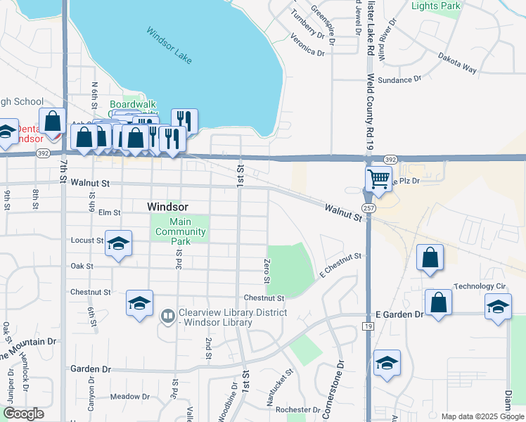 map of restaurants, bars, coffee shops, grocery stores, and more near 2 Elm Street in Windsor
