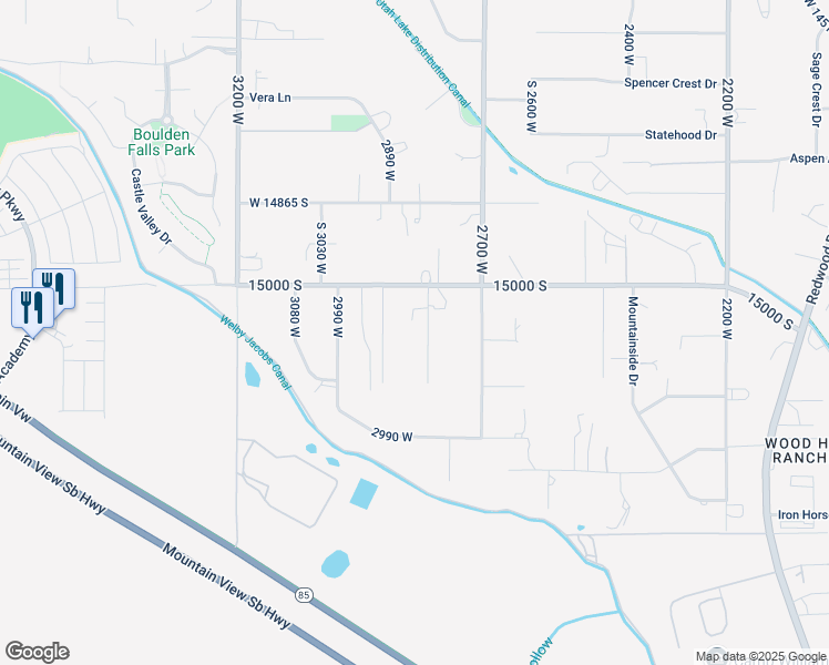 map of restaurants, bars, coffee shops, grocery stores, and more near 15053 South 2815 in Bluffdale