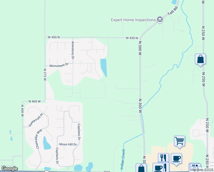 map of restaurants, bars, coffee shops, grocery stores, and more near 4112 Klondike Road in West Lafayette
