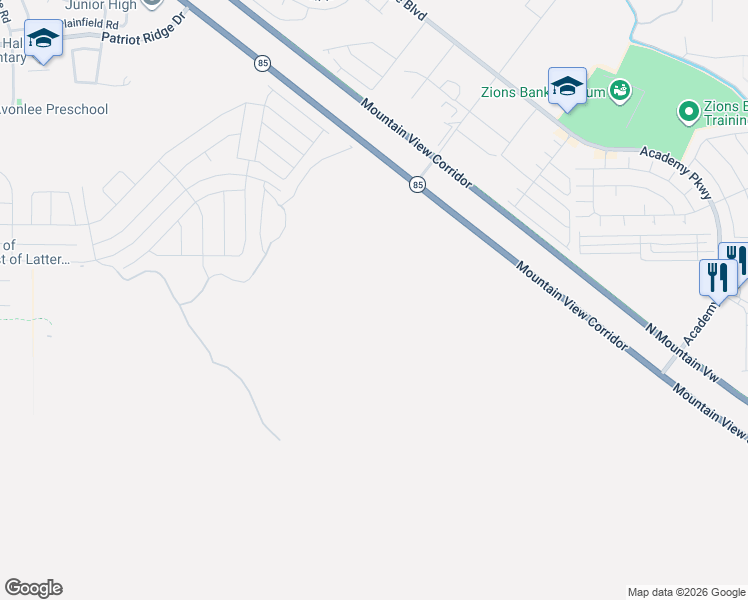 map of restaurants, bars, coffee shops, grocery stores, and more near 4361 West Hemsley Lane in Herriman