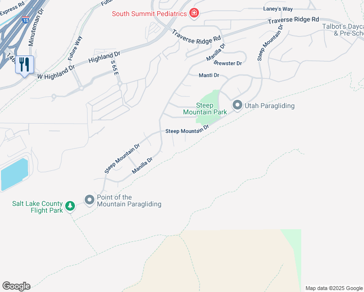 map of restaurants, bars, coffee shops, grocery stores, and more near 15077 Junction Circle in Draper