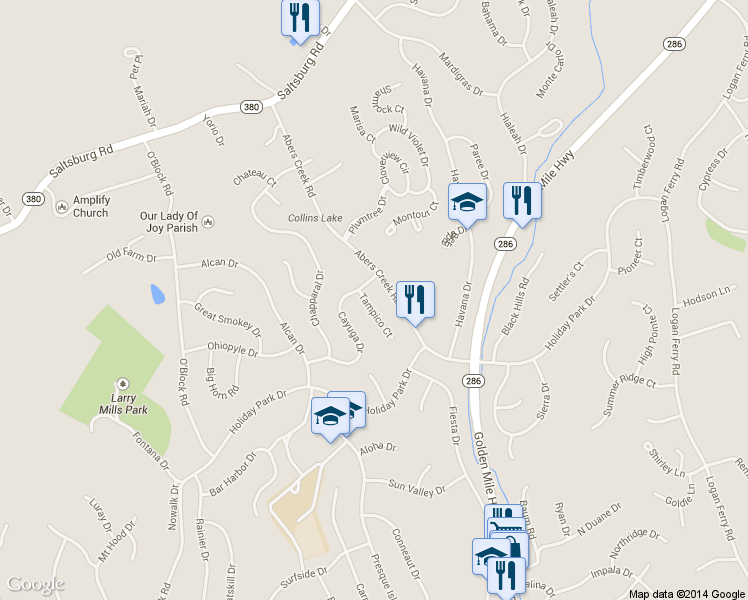 map of restaurants, bars, coffee shops, grocery stores, and more near 609 Tampico Ct in Pittsburgh