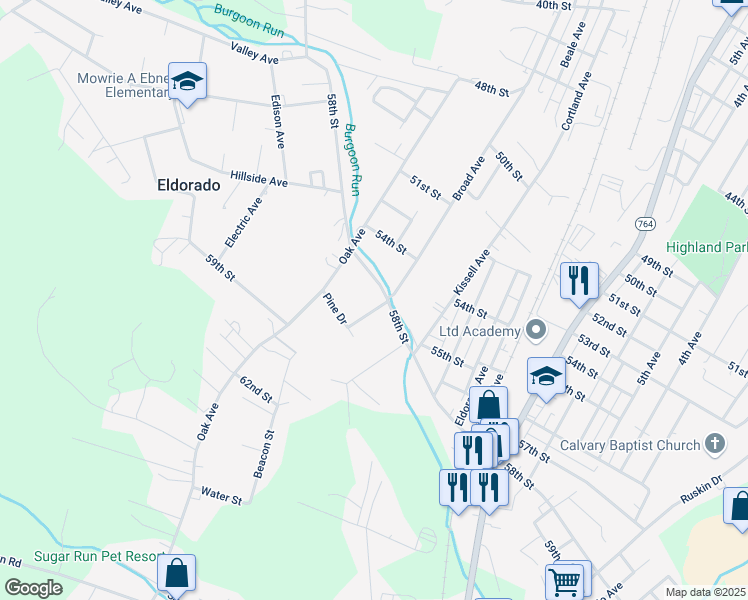 map of restaurants, bars, coffee shops, grocery stores, and more near 1101-03 58th St in Altoona