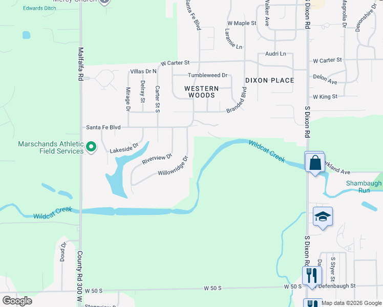 map of restaurants, bars, coffee shops, grocery stores, and more near 722 Willowridge Drive in Kokomo