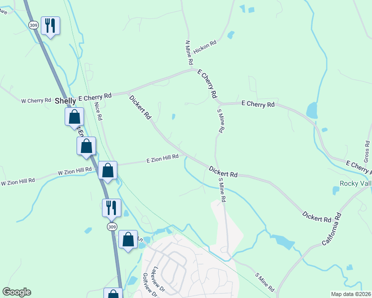 map of restaurants, bars, coffee shops, grocery stores, and more near 301 Dickert Road in Quakertown