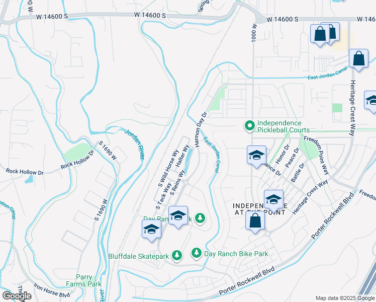 map of restaurants, bars, coffee shops, grocery stores, and more near 14800 South 1000 West in Bluffdale