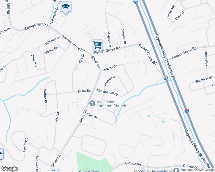 map of restaurants, bars, coffee shops, grocery stores, and more near 2 Cheryl Drive in Coraopolis