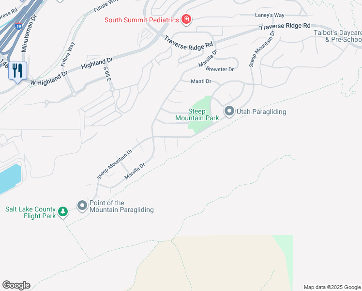 map of restaurants, bars, coffee shops, grocery stores, and more near 15057 Randolph Circle in Draper