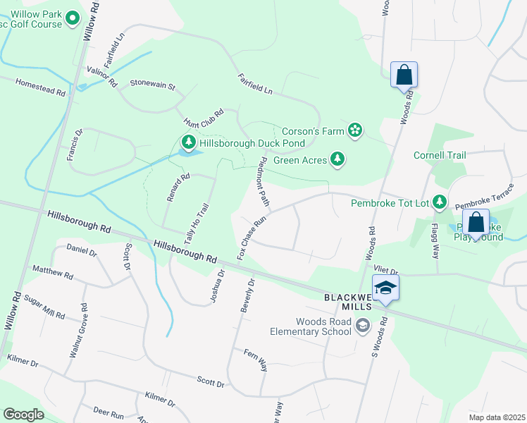 map of restaurants, bars, coffee shops, grocery stores, and more near 17 Fox Chase Run in Somerset County