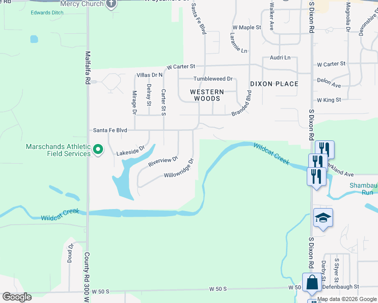 map of restaurants, bars, coffee shops, grocery stores, and more near 722 Willowridge Drive in Kokomo