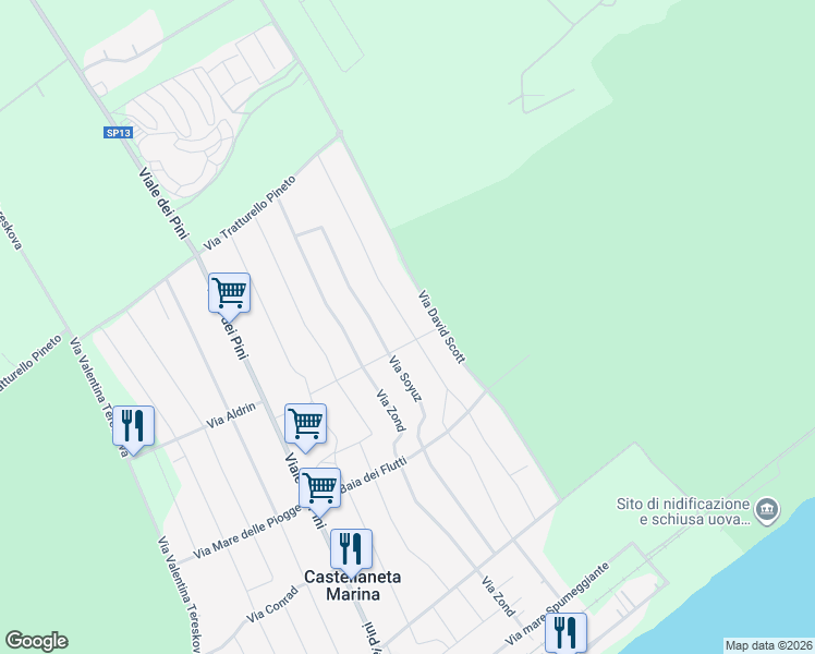 map of restaurants, bars, coffee shops, grocery stores, and more near 67 Via Schirra in Castellaneta Marina