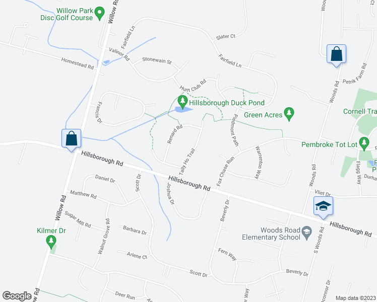 map of restaurants, bars, coffee shops, grocery stores, and more near 12 Tally Ho Trail in Hillsborough Township