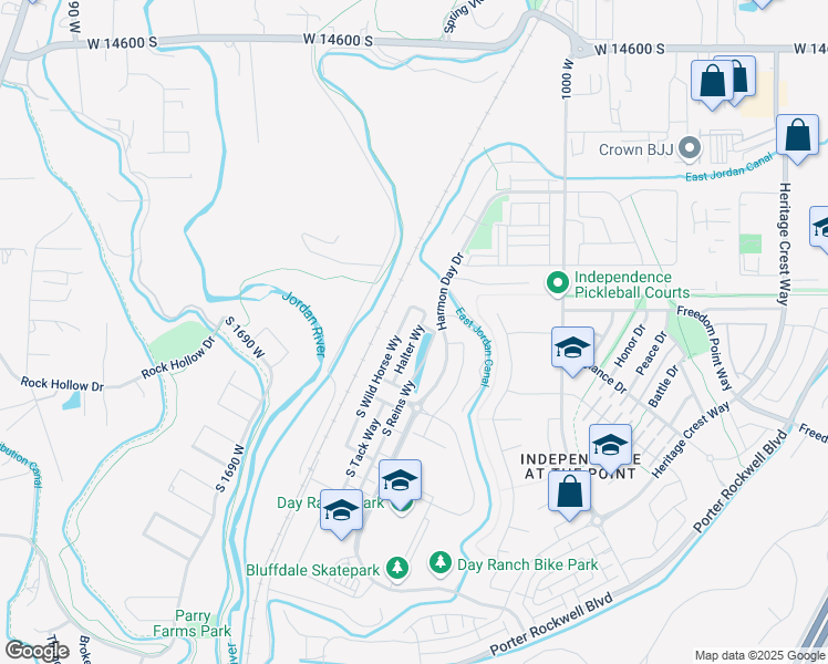 map of restaurants, bars, coffee shops, grocery stores, and more near 14800 South 1000 West in Bluffdale