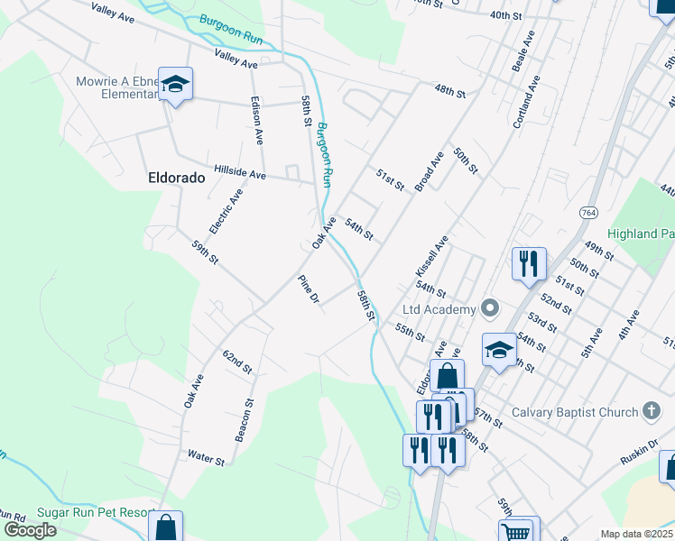 map of restaurants, bars, coffee shops, grocery stores, and more near 1101-03 58th St in Altoona