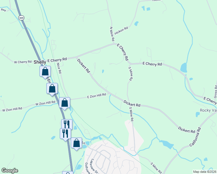 map of restaurants, bars, coffee shops, grocery stores, and more near 301 Dickert Road in Quakertown