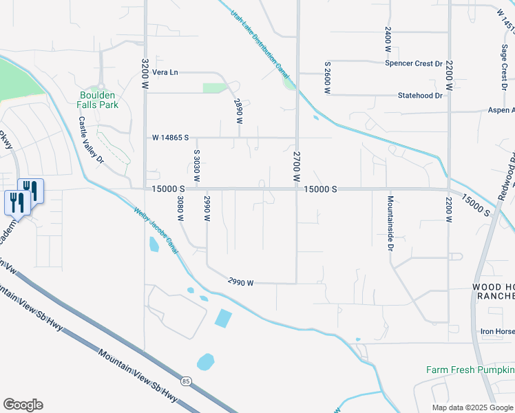 map of restaurants, bars, coffee shops, grocery stores, and more near 15048 South 2815 West in Bluffdale