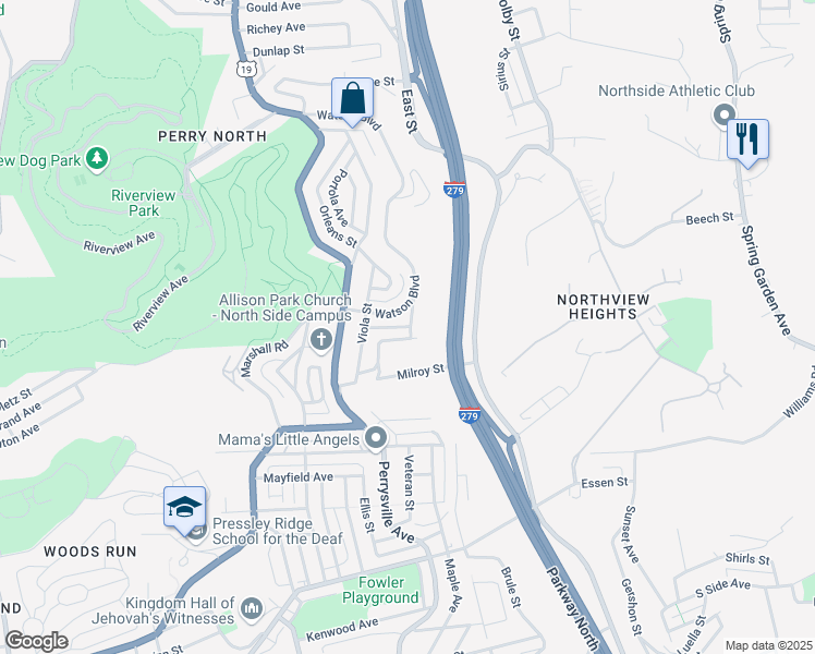 map of restaurants, bars, coffee shops, grocery stores, and more near 310 Bothwell Street in Pittsburgh