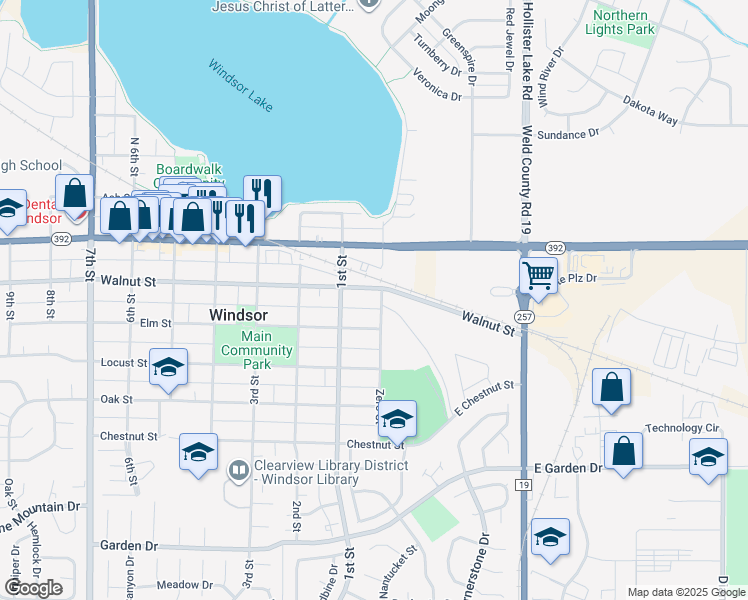 map of restaurants, bars, coffee shops, grocery stores, and more near 2 Elm Street in Windsor