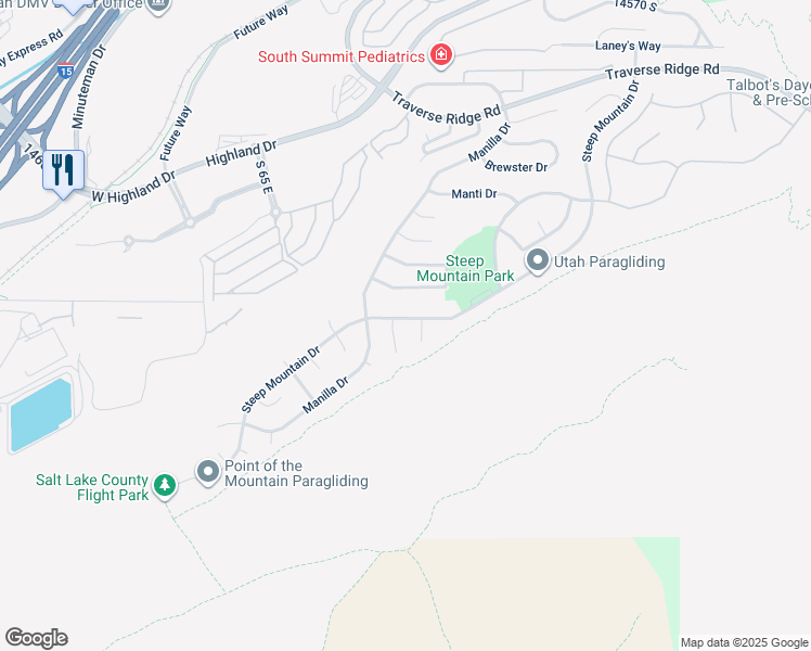map of restaurants, bars, coffee shops, grocery stores, and more near 252 Steep Mountain Drive in Draper