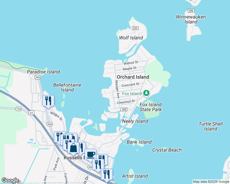 map of restaurants, bars, coffee shops, grocery stores, and more near 9041 Court Street in Lakeview