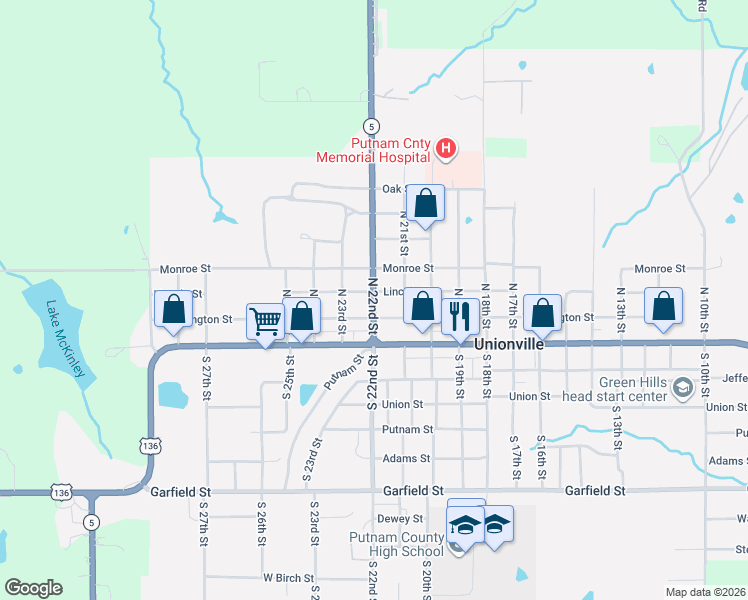 map of restaurants, bars, coffee shops, grocery stores, and more near 300-398 North 22nd Street in Unionville