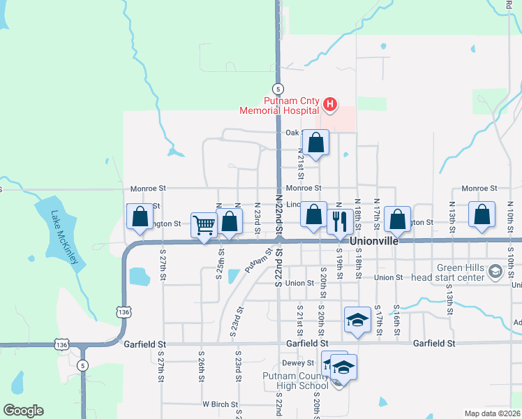 map of restaurants, bars, coffee shops, grocery stores, and more near 321 North 23rd Street in Unionville