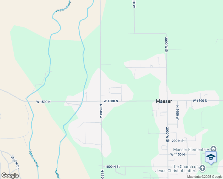 map of restaurants, bars, coffee shops, grocery stores, and more near 3462 West 1600 North in Vernal