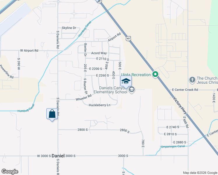 map of restaurants, bars, coffee shops, grocery stores, and more near 2377 South 400 East in Heber City