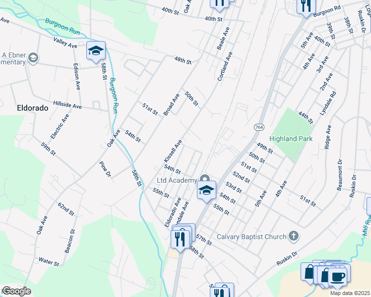 map of restaurants, bars, coffee shops, grocery stores, and more near 5119-21 Kissel Ave in Altoona