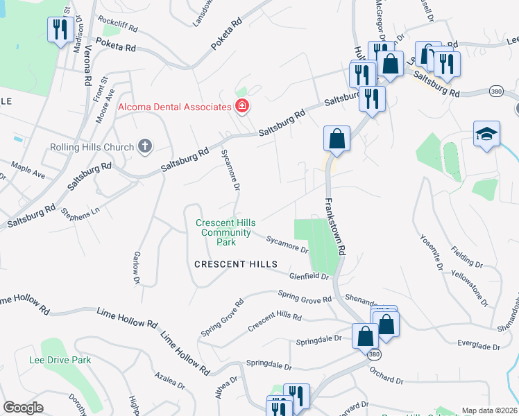 map of restaurants, bars, coffee shops, grocery stores, and more near 232 Crestview Road in Pittsburgh
