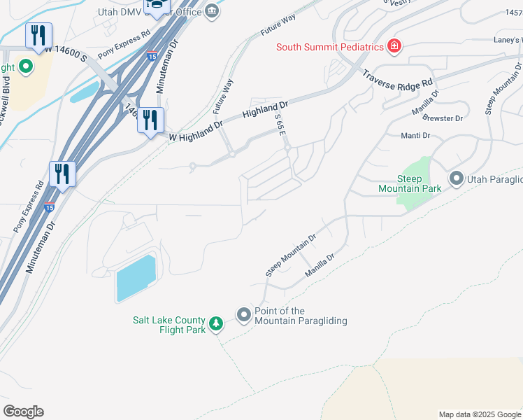 map of restaurants, bars, coffee shops, grocery stores, and more near 33 Ann Arbor Drive in Draper