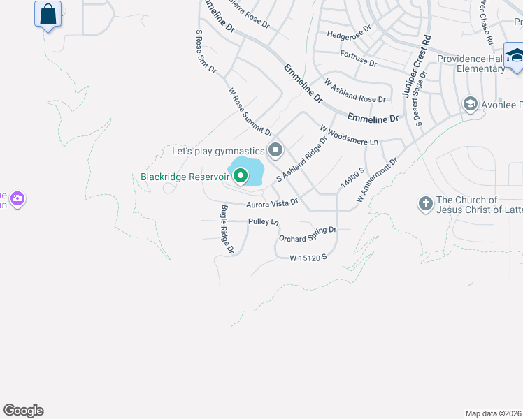 map of restaurants, bars, coffee shops, grocery stores, and more near South Aurora Vista Circle in Herriman