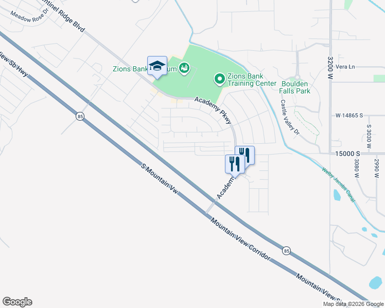 map of restaurants, bars, coffee shops, grocery stores, and more near 3707 Soft Whisper Way in Herriman