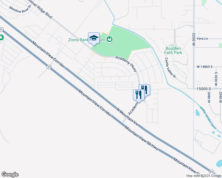 map of restaurants, bars, coffee shops, grocery stores, and more near 3721 Soft Whisper Way in Herriman
