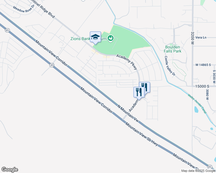 map of restaurants, bars, coffee shops, grocery stores, and more near 3729 Soft Whisper Way in Herriman
