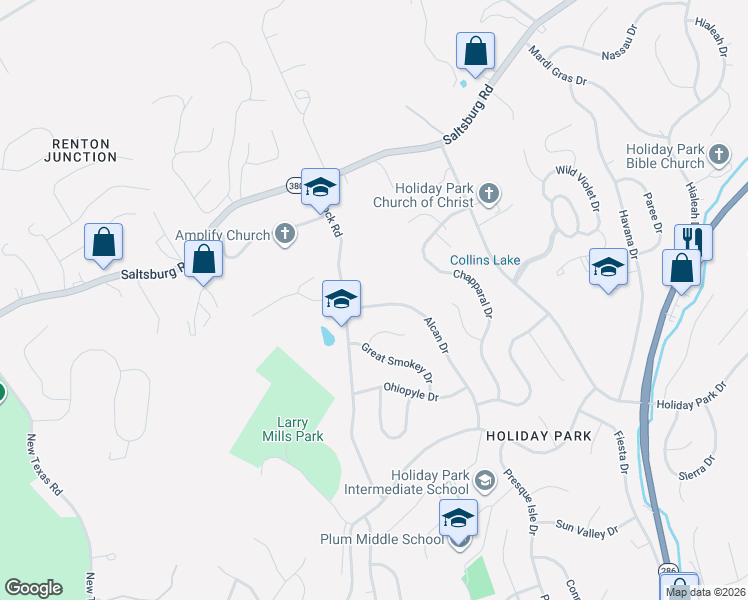 map of restaurants, bars, coffee shops, grocery stores, and more near 220 Alcan Drive in Pittsburgh