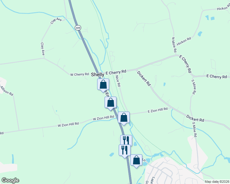map of restaurants, bars, coffee shops, grocery stores, and more near 67 Shelly Road in Quakertown