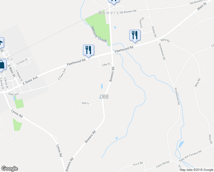 map of restaurants, bars, coffee shops, grocery stores, and more near 131 Bowers Road in Mertztown