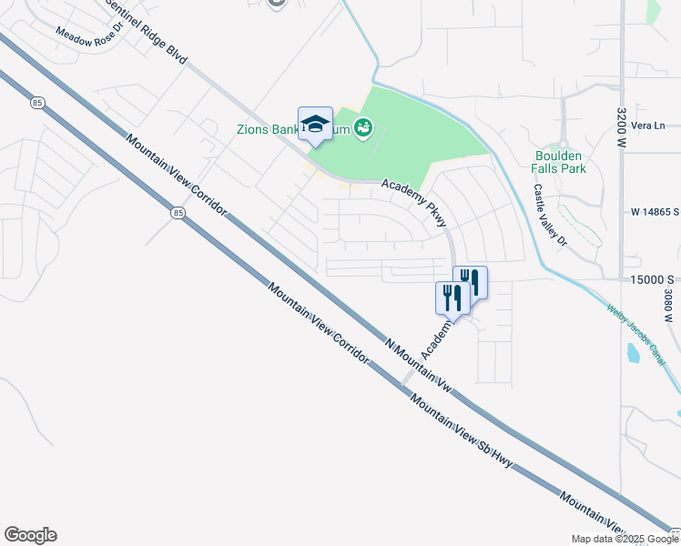 map of restaurants, bars, coffee shops, grocery stores, and more near 3774 Soft Whisper Way in Herriman