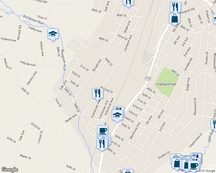 map of restaurants, bars, coffee shops, grocery stores, and more near 5119-21 Kissel Ave in Altoona