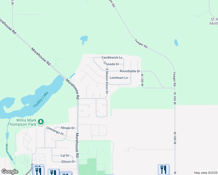map of restaurants, bars, coffee shops, grocery stores, and more near 1417 Shining Armor Lane in Lafayette