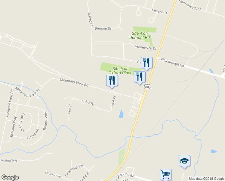 map of restaurants, bars, coffee shops, grocery stores, and more near 113 Mountain View Road in Somerset County