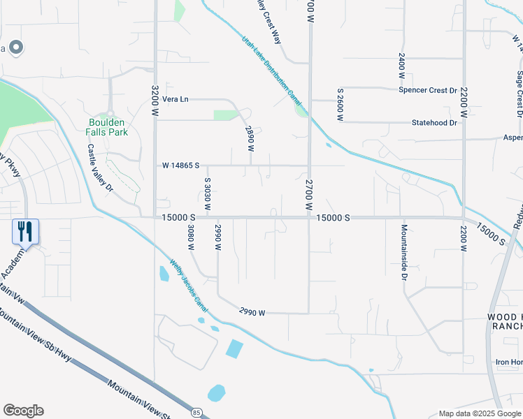 map of restaurants, bars, coffee shops, grocery stores, and more near 2856 West 15000 South in Riverton