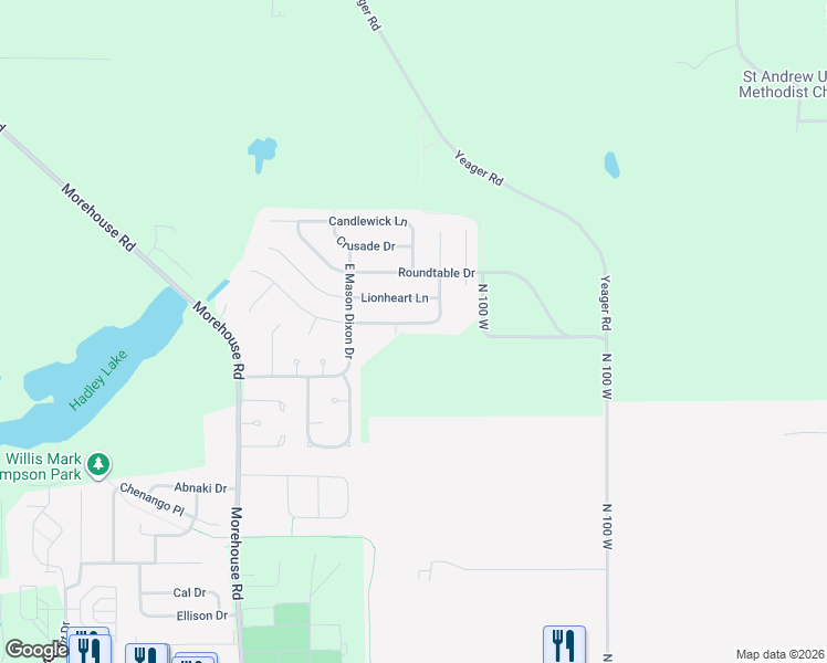 map of restaurants, bars, coffee shops, grocery stores, and more near 1327 Shining Armor Lane in West Lafayette